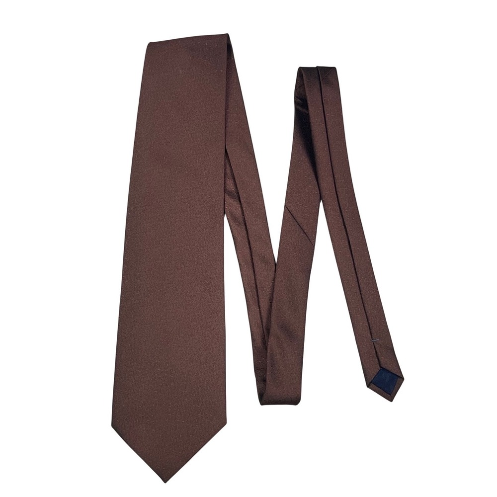 Yves Saint Laurent Pour Homme Brownish Red Textured Silk Hand Made Necktie